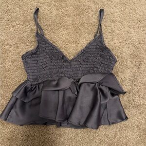 Altard State Blue Satin BabyDoll Top